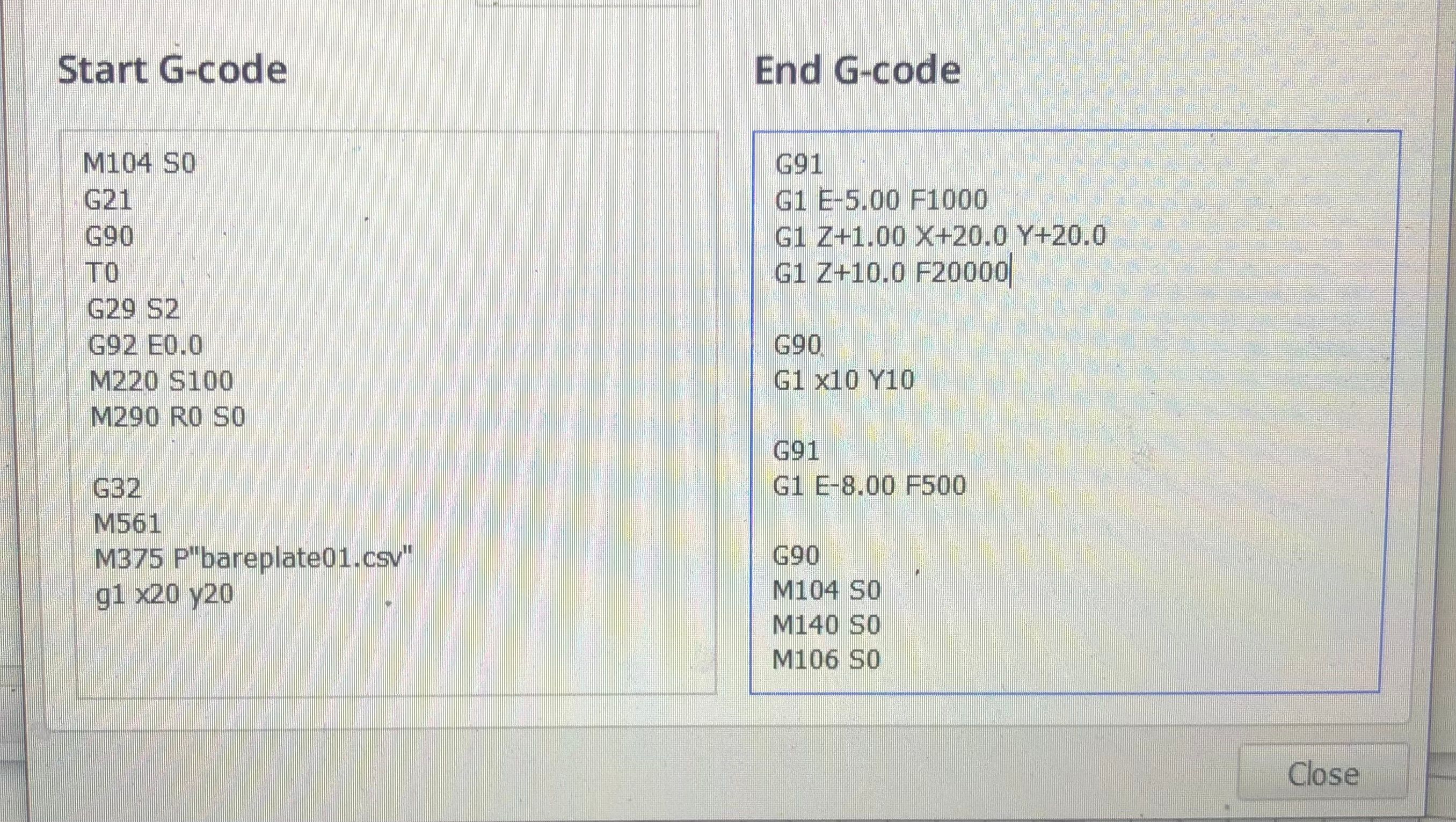 Upload & Start Settings (Duet wifi)