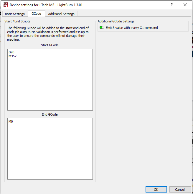 Gcode Start/End issue - LightBurn Software Questions - LightBurn